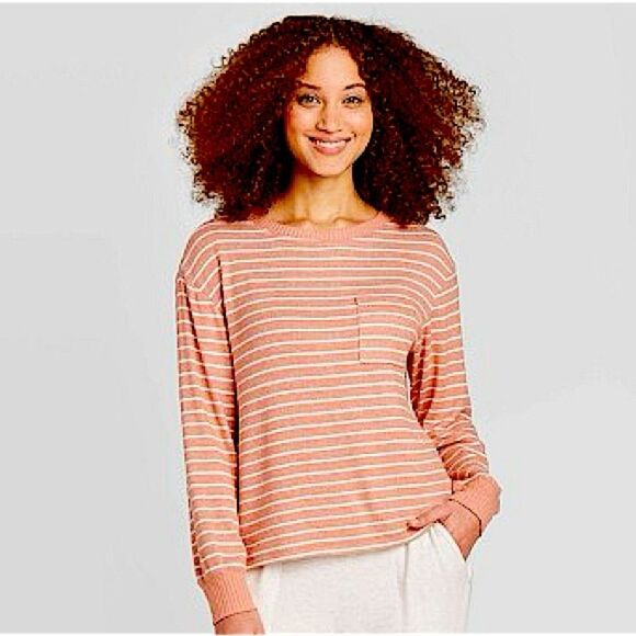 NWT Stars Above Rust Striped Perfectly Cozy Pullover Sweatshirt Size XS - Picture 1 of 7